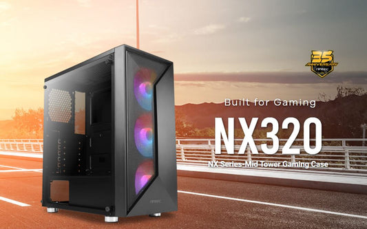 ANTEC NX320 ATX, m-ATX, ITX, Tempered, LED Control Button, USB 3.0, 7x PCI, 3x 120CM ARGB Fan included, Gaming Case