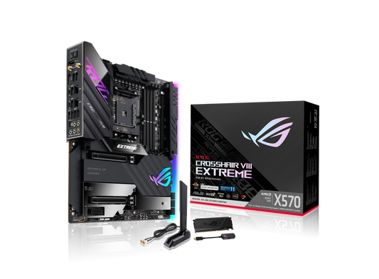 ASUS ROG CROSSHAIR VIII EXTREME AMD X570 EATX Gaming Motherboard, 5xM.2, USB3.2, WiFi 6, 10 Gb Ethernet, Intel 2.5Gb Ethernet, PCIe4.0, RGB