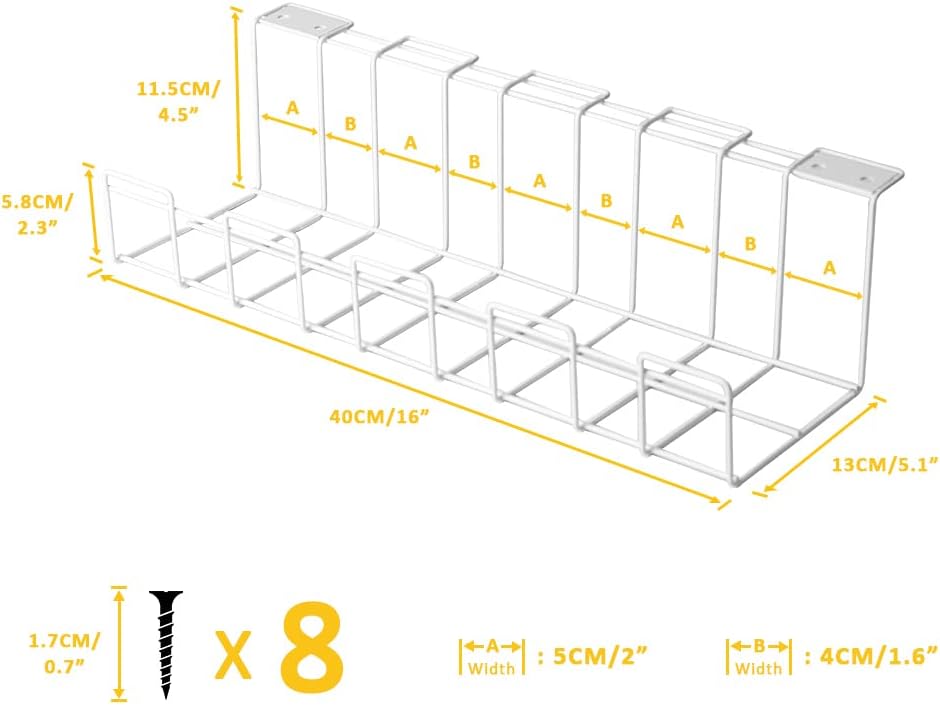 2 Pack Under Desk Cable Management Tray, White