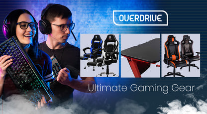 OVERDRIVE Gaming Desk 120cm PC Table Setup Computer Carbon Fiber Style Black