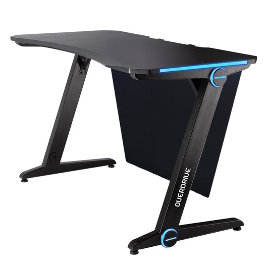 OVERDRIVE Gaming Desk 120cm  Computer Black PC Blue LED Lights Carbon Fiber Look