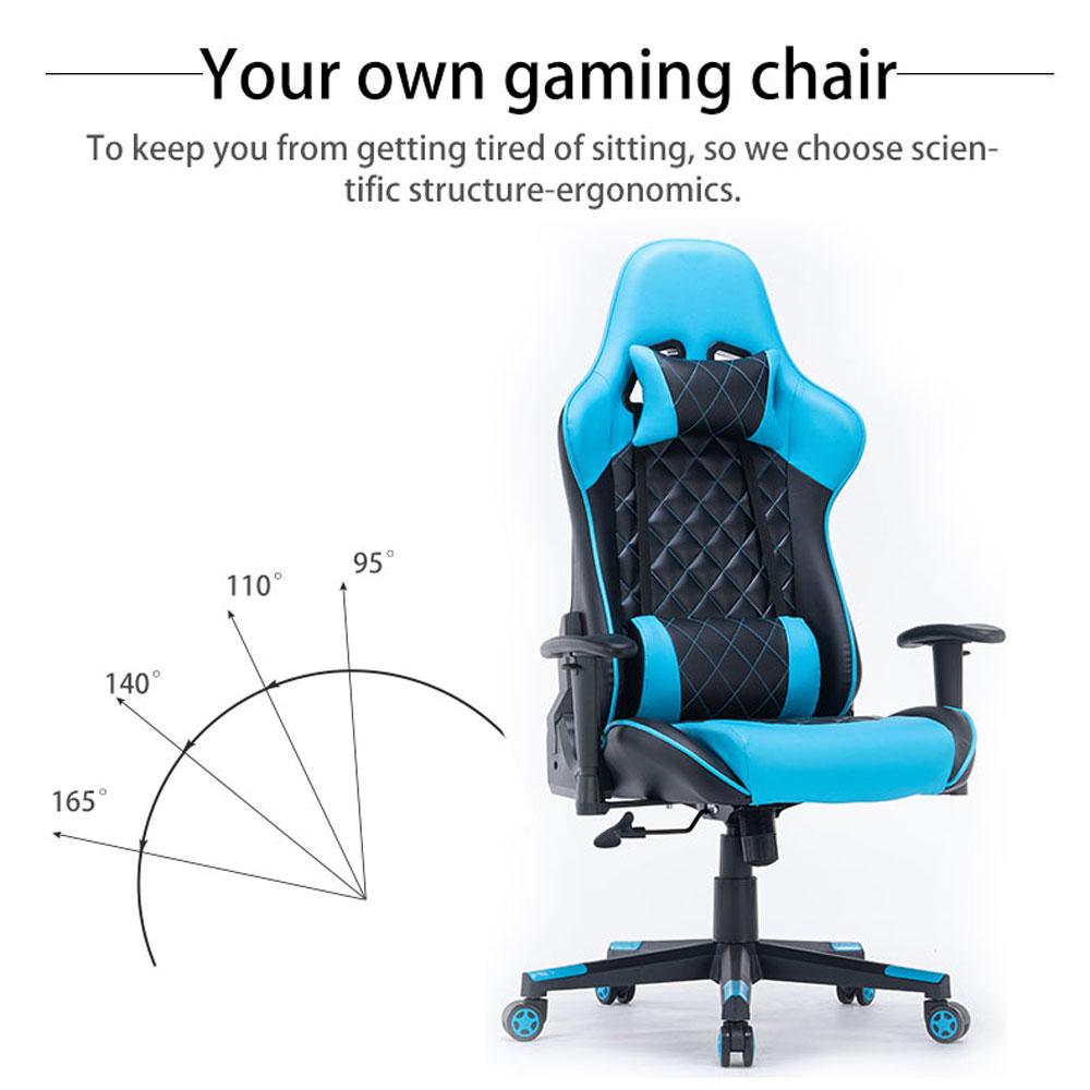 Gaming Chair Ergonomic Racing chair 165° Reclining Gaming Seat 3D Armrest Footrest Purple Black