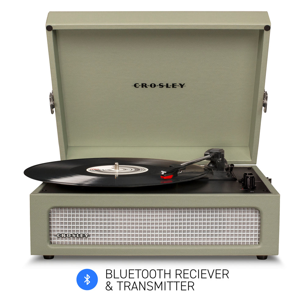 Crosley Voyager Bluetooth Portable Turntable - Sage + Bundled Majority D40 Bluetooth Speakers - Black